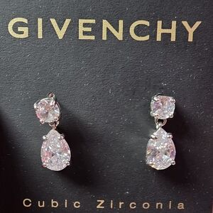 Givenchy Silver-Tone Crystal Pear-Shape Earrings